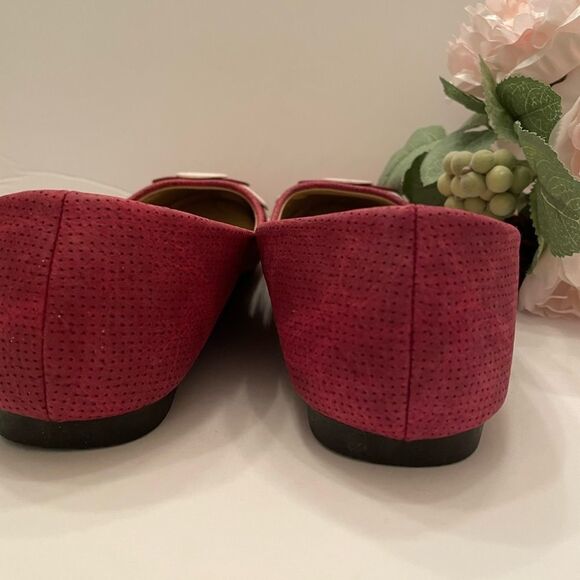 Rose Red Textured Flats with White Trim by Michaela Size 40 - Picture 5 of 8